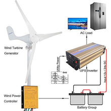 Pikasola 400W Wind Turbine Generator AC 12Volt Economy 3 Blades Windmill for Wind Solar Hybrid System 2.5m/s Start Wind Speed,400w Windmill Generator for Home