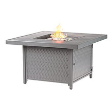 Square 42 in. x 42 in. Aluminum Propane Fire Pit Table with Glass Beads, Two Covers, Lid, 57,000 BTUs in Grey Finish