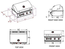 AMS BULL grill 30" Outlaw BBQ Grill with BULL single Side Burner, 30" Double Doors, Single Drawer, Trash/Propane Drawer, (Liquid Propane)
