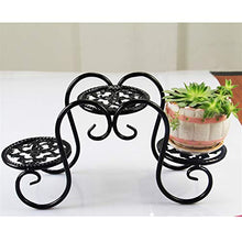 SIDUFHAOPKLL Wrought Iron Mini Plant Stand Desktop Flower Pot Holder Home Garden Indoor Display Shelf - Black
