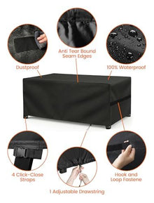 Garden Furniture Covers, Waterproof 420D Duty Oxford, Fabric Patio Table Windproof, Anti-UV, Outdoor Furniture Protection 400 x 300 x 100 cm Fabric Patio Table Windproof, Anti-UV, Protection of