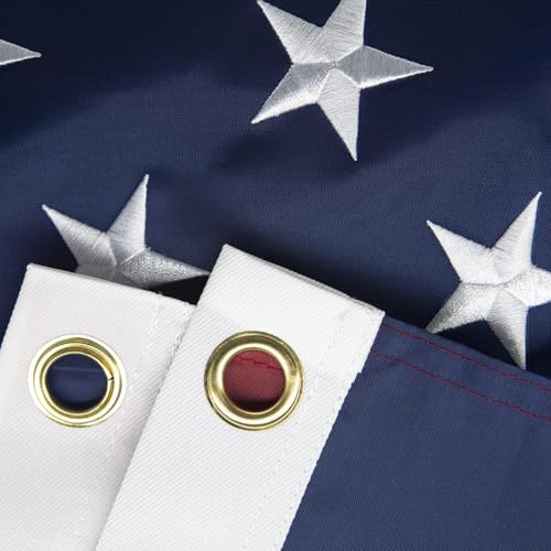 Giant 12x18 FT American Flag for Outside, Extra Large Outdoor US Flag, 420D Heavy Duty Polyester, Embroidered Stars, Sewn Stripes, Brass Grommets, UV Fade Resistant All Weather Flag for High Winds