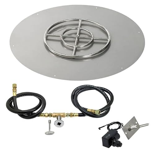 American Fireglass SS-RFPKIT-N-30 Natural Gas 30" Round Stainless Steel Flat Pan with Spark Ignition Kit (18" Ring Burner Included)
