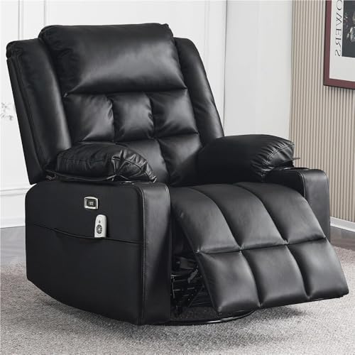 Power Swivel Rocker Recliner with Heat & Massage for Adults