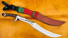 EGKH 24" Handmade Carbon Steel Blade Survival Machete Knife for Hunting Camping Bushcraft with Rosewood Handle and Leather Sheath - Tempered, Sharpened, Ready to Use