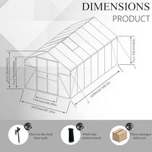 Vigo Huseeo 7.8FT High Polycarbonate Greenhouse with Roof Vent and Wind Protection Black