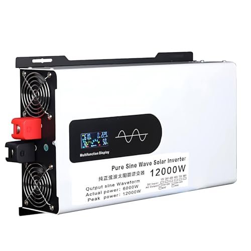 LMYYDES 5000W/8000W/10000W/12000W Pure Sine Wave Power inversor Solar 12V/24V/48V/60V/72V to 110V/220V AC, LCD Display, for Home Solar RV Truck Car 12000W-48Vto110V