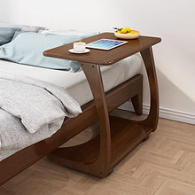 NRFJFOP Solid Wood Sofa Side Table Can Be Moved Bedside Rubber Living Room with Wheels Small Coffee
