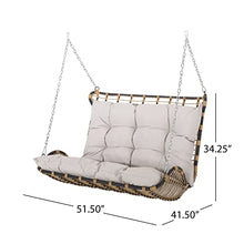 Arruda Outdoor Porch Swing with Cushions - Wicker - Light Brown/Beige