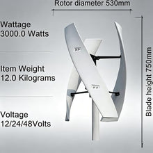 3000W Industrial Vertical Wind Power Generator with MPPT Regulator, 3 Phase AC Output 12V/24V/48V Wind Turbine for Off-Grid Cabin Remote Area Power Supply 12V