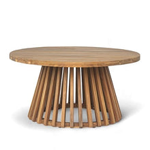 Merax Outdoor Patio 3-Seat Sofa and Round Coffee Table, Beige +Teak