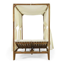 Christopher Knight Home Outdoor Chaise Lounge Teak and Cream