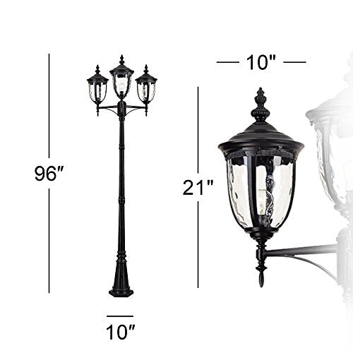 John Timberland Bellagio Outdoor Post Light 3-Light Texturized Black