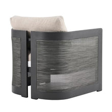 Merax Outdoor Aluminum Club Chair with Cushions Set of 2, Black+ Beige