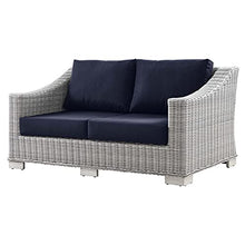 America Luxury - Outdoor Lounge Sectional Sofa Chair Set Rattan Wicker Blue