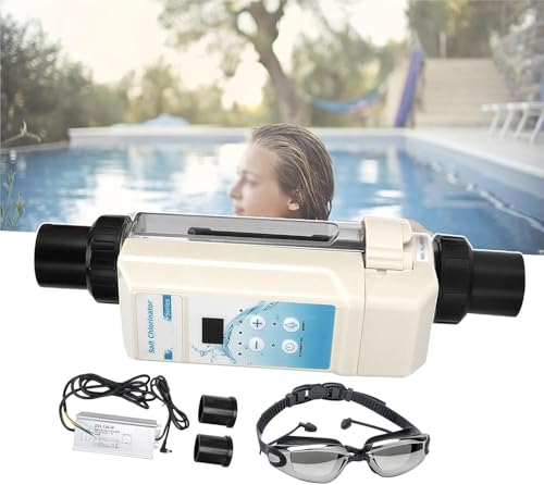 Saltwater Chlorinator Device, Pool Salt Chlorinator with LED Control Panel, Automatic Cleaning Salt Water Pool Chlorine Machine for In Ground Swimming Pool 8g/h,12g/h,16g/h,20g/h,EC-12 (Size:18)