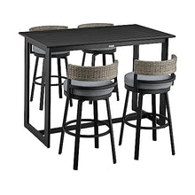 Armen Living Encinitas Outdoor Patio 5-Piece Bar Table Set Dark Grey