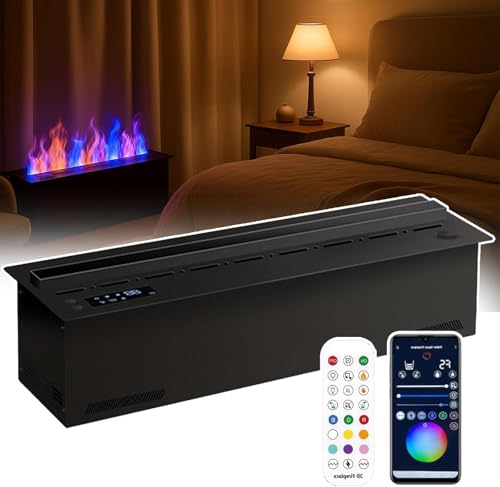 pedenencelia Upgraded 3D Water Vapor Fireplace with Humidifier Flame, Recessed Electric Fireplace with Water Connection Direct, Vapor Fireplace with Touch/Remote Control Timer Great Décor 80cm