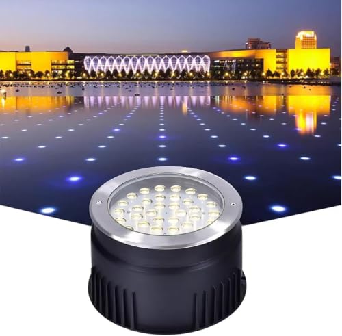 bleslin Outdoor Landscape Lights - LED Underground Light, AC 220V Round Recessed Spotlight, IP65 Waterproof Tempered Glass Floor Light,Garden Courtyard Decorative Lighting Ground Lights(RGB,36W)