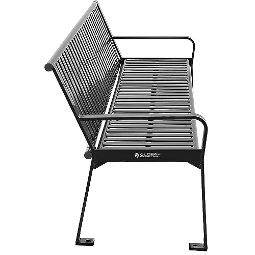 Global Industrial 6 ft Outdoor Park Bench with Back Vertical Steel Slat Black