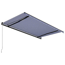 Retractable Garden Awning 500x300cm Blue White Patio Sunshade Outdoor Canopy for Deck Porch Backyard UV Protection Easy Install