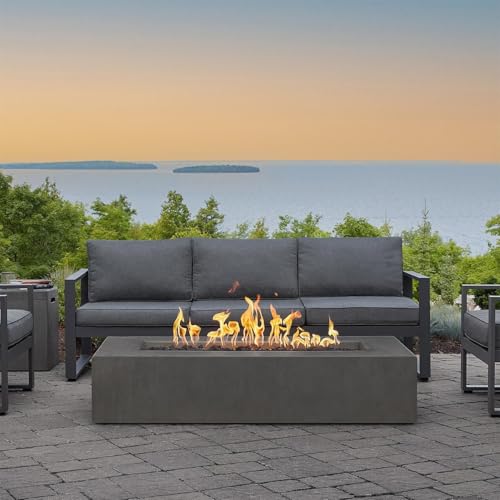 BBQGuys Signature Estes 60-Inch Low Rectangle Natural Gas Fire Table - Carbon - 143NG-CBN
