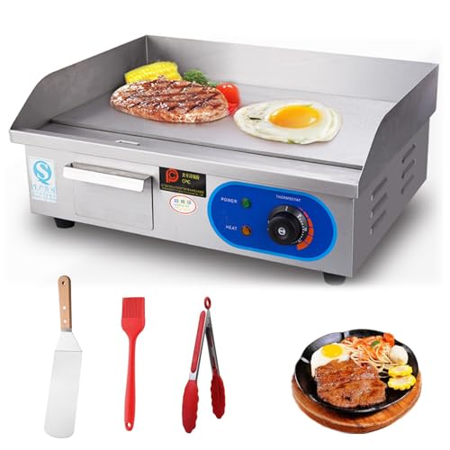 21" Commercial Electric Griddle, Electric Flat Top Grill, 3000W Countertop Griddle with Shovels And Brushes for Restaurant