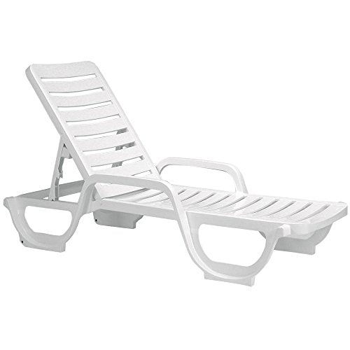 GROSFILLEX INC Case of 18 Bahia Stacking Adjustable Resin Chaise White