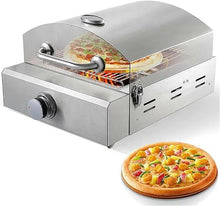 Outdoor 10" Pizza Oven, Stainless Steel Tabletop Pizza Oven,Propane Gas Fired, with Baking Stone and Shelf, Large-Capacity Pizza Drawer Toaster Oven, for Bakery Western Restaurant