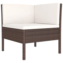 HGKMBRY Modern Garden Lounge Set in Brown and Cream White with Washable Cushion Covers and Durable PE Rattan Outdoor Furniture for 9-Piece Patio Seating