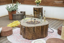 Elementi Manchester Gas Fire Pit Cast Concrete Fire Table, Outdoor Fire Pit Electronic Ignition | Canvas Cover, Lava Rock Included | Free AMS Wind Guard | Red Wood (Propane Gas)
