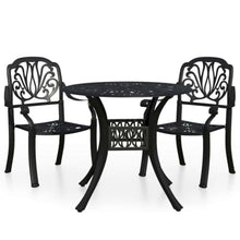 MNISDFL Cast Aluminum 3 Piece Bistro Set Black with Umbrella Hole