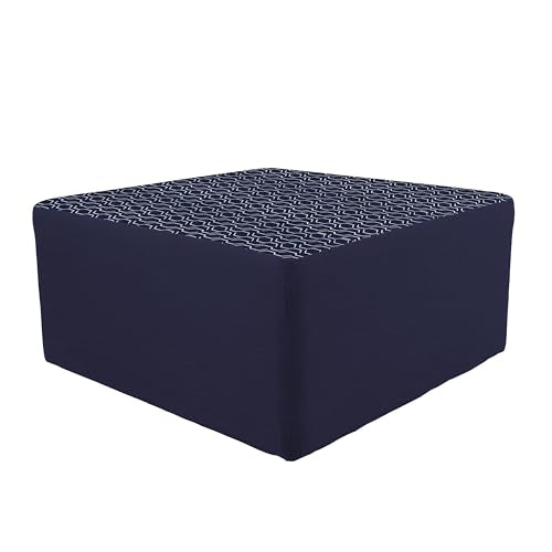 FDP 36" Square Oversized Outdoor Ottoman Featuring Sunbrella Two-Tone - Weather-Resistant, Fade-Resistant, Fully Assembled Patio Furniture for Backyard or Poolside Seating, 18" H - Indigo/Navy