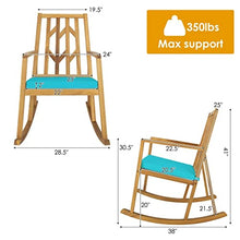TEOYETTSF Rocking Chair Acacia Arm Cushion Sofa Garden Deck Turquoise