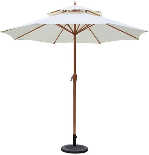 Umbrellas 9ft / 270cm Double Top Garden Patio Umbrella with Crank Handle, Sun Shade Waterproof Protection for Terrace, Balcony, Pool, Beach (Color : Dark Green), Off, white