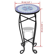 KNORRS Mosaic Tables Ceramic Beautiful Handcrafted Mosaic Table with Ceramic Tiles - Perfect Addition to Your Patio Or Garden Décor (Color : Blue, Size : 11.8" x 27.6" (Diameter x H))