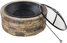 Garden Fire Pit Portable Grill Barbecue Rack Outdoor Fire Tables Outdoor Round Fire Pit,Backyard Patio Garden Stove Wood Burning BBQ Fire Pit,with Cover BBQ Cooking for Camping Backyard,