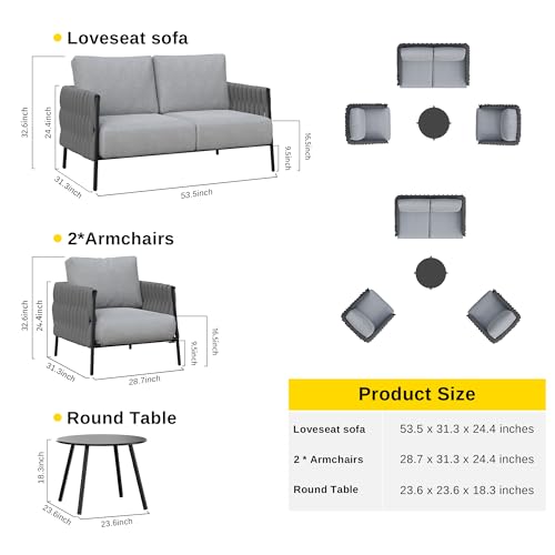 EAST OAK Life Chatter 4-Piece Patio Furniture Set Earth Black & Misty Grey