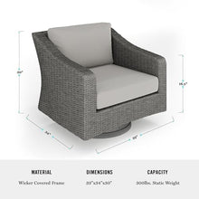 Martha Stewart Bedford Indoor/Outdoor Patio Swivel Chair, Gray