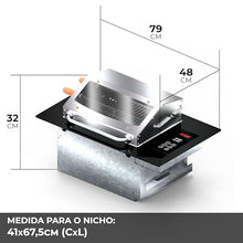 SARO CHED22 Built-In Electric Grill, 220V, Black and Stainless Steel, Digital Control Panel, Smokeless Design, 41x67.5cm Niche Size, with Glass Visor and Dual High-Power Heating