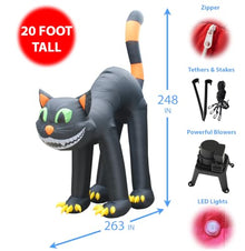 20 FT Huge Lighted Halloween Inflatable Black Cat