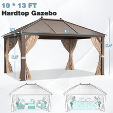 MELLCOM 10'x13' Hardtop Gazebo with Netting and Curtains Dark Brown