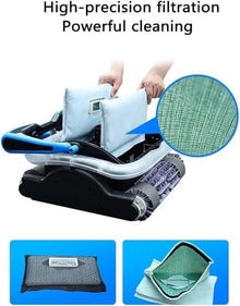 KANGJIEM Robotic Pool Vacuum Cleaner, Automatic Pool Cleaner with Wall Climbing, Two Larger Filter Baskets and 50Ft Floated Cord, Easy to Clean Above