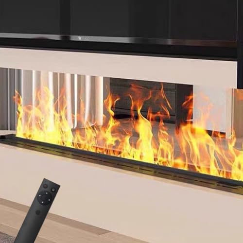 3D Water Vapor Fireplace,with 7 / Multiple Adjustable Flame Colors and 5 Brightness Levels, Brushed Stainless Steel,Touch Control,for Office,Home,Hotel,Restaurant 7colorsRemotecontrol-700mm
