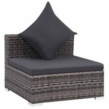 fsahslih 7-Piece Rattan Sofa Set, Modern Outdoor Sectional Furniture with Coffee Table and Canopy, Grey PE Wicker Seating with Cushions for Garden, Patio and Terrace