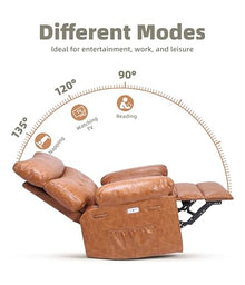 22 Inch Wide Manual Recliner Chair with Heat & Massage, 360° Swivel Rocking Lazy Boy Chair for Adults, PU Leather Single Sofa Recliner with Cup Holder for Living Room, Bedroom & Nursery