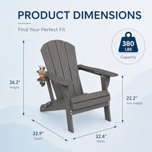 Patio Kingdom Folding Adirondack Chairs Set of 6 with Cup Holders, Heavy Duty HDPE Plastic Outdoor Chairs, Weather Resistant Heavyweight Patio Furniture Set for Deck, Fire Pit, Backyard, Gray