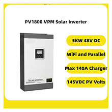 EKORAS Power Inverter Solar 5KW 5000W Hybrid Off Grid Solar Inverter PV1800 VPM 48V Built MPPT 80A Max 140A No Fan Design High Frequency (Color : 5KW with A, Size : 48V_220-240V)