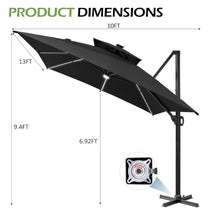 OROTLECT 153'' X 116'' Rectangular Outdoor Solar Led Cantilever Patio Umbrella Without Weighted Base