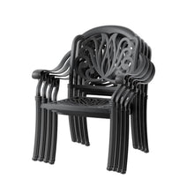 OROTLECT Set of 6 Cast Aluminum Patio Dining Chairs, Outdoor Arm Chairs with Removable Brown Cushion, Classic Scroll Hollow Back Metal Chairs for Garden Backyard Deck Porch Bistro